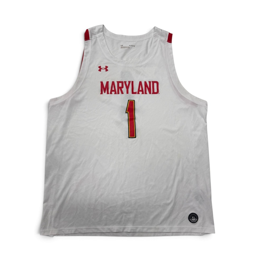 Under Armour Maryland Terrapins Basketball Jersey Mens XL White #1 Terps